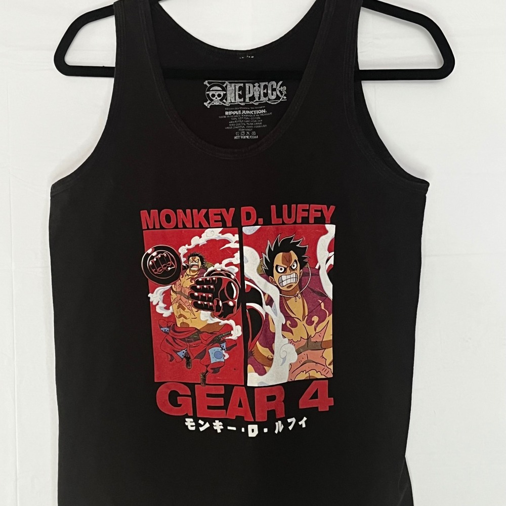 One Piece Monkey D. Luffy Gear 4 Tank Top Mens Black Ripple Junction Anime Shirt